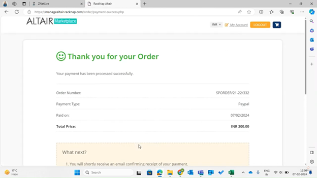 Acronis order complete