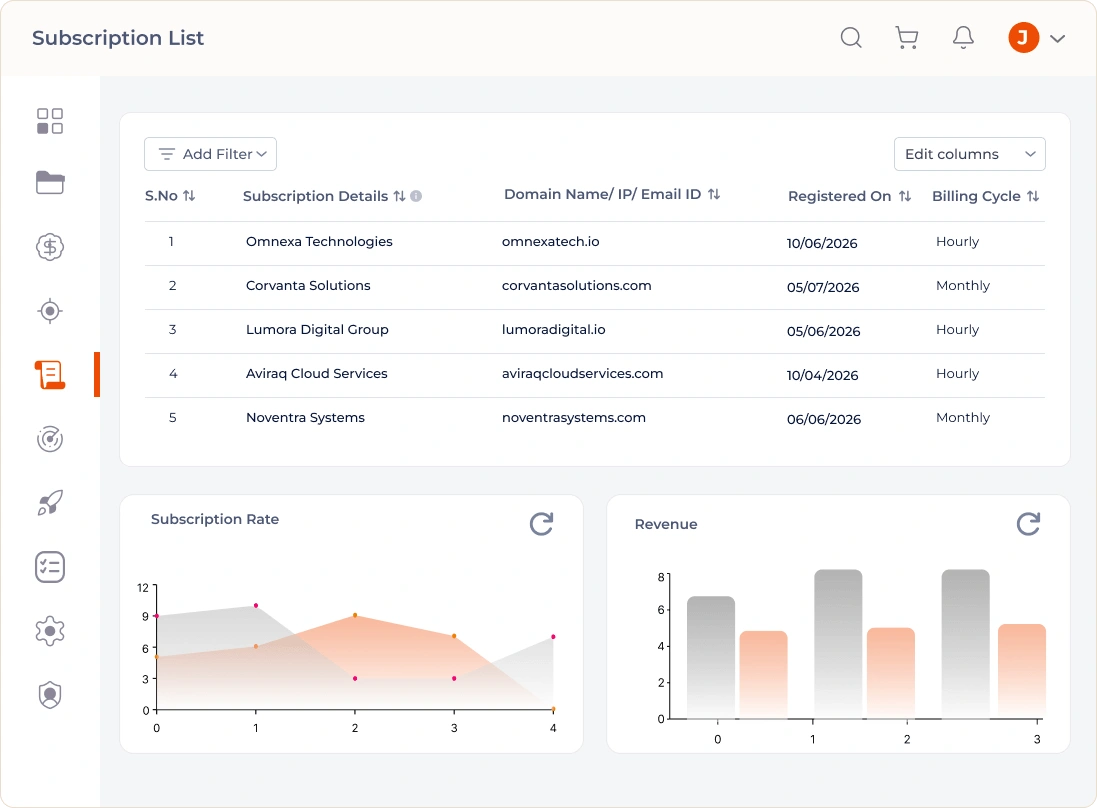 RackNap distributor dashboard showing subscriptions and partner metrics