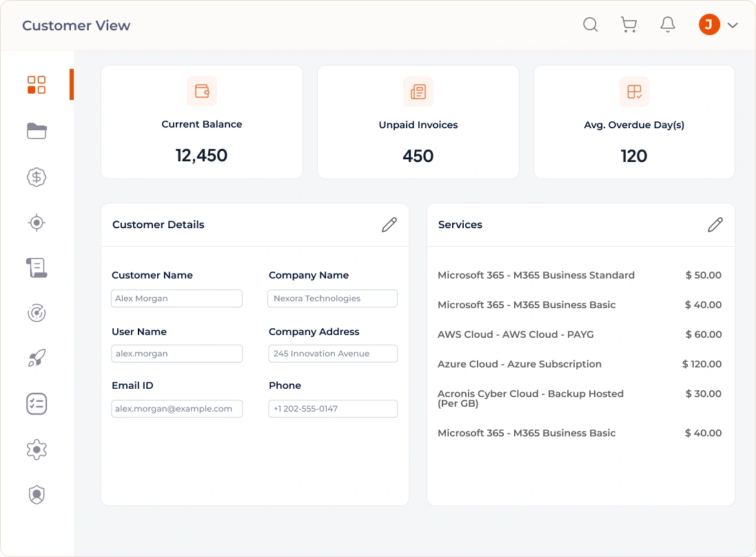 RackNap MSP dashboard showing revenue metrics and activity